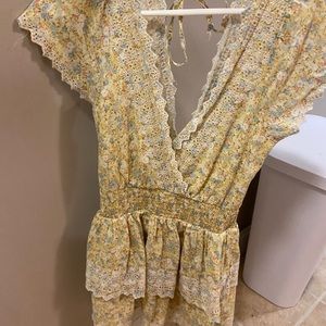 Yellow floral print dress